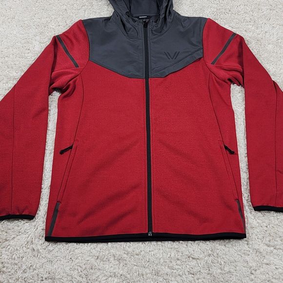 Peak Velocity Sport Jacket Mens S Red Hooded Logo Long Sleeve Track Hiking - Picture 3 of 10